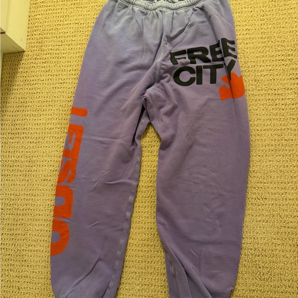 freecity Kids Lavender Joggers with Orange Accents